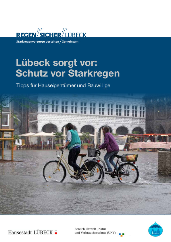 Titelblatt der Broschüre: Lübeck sorgt vor: Schutz vor Starkregen